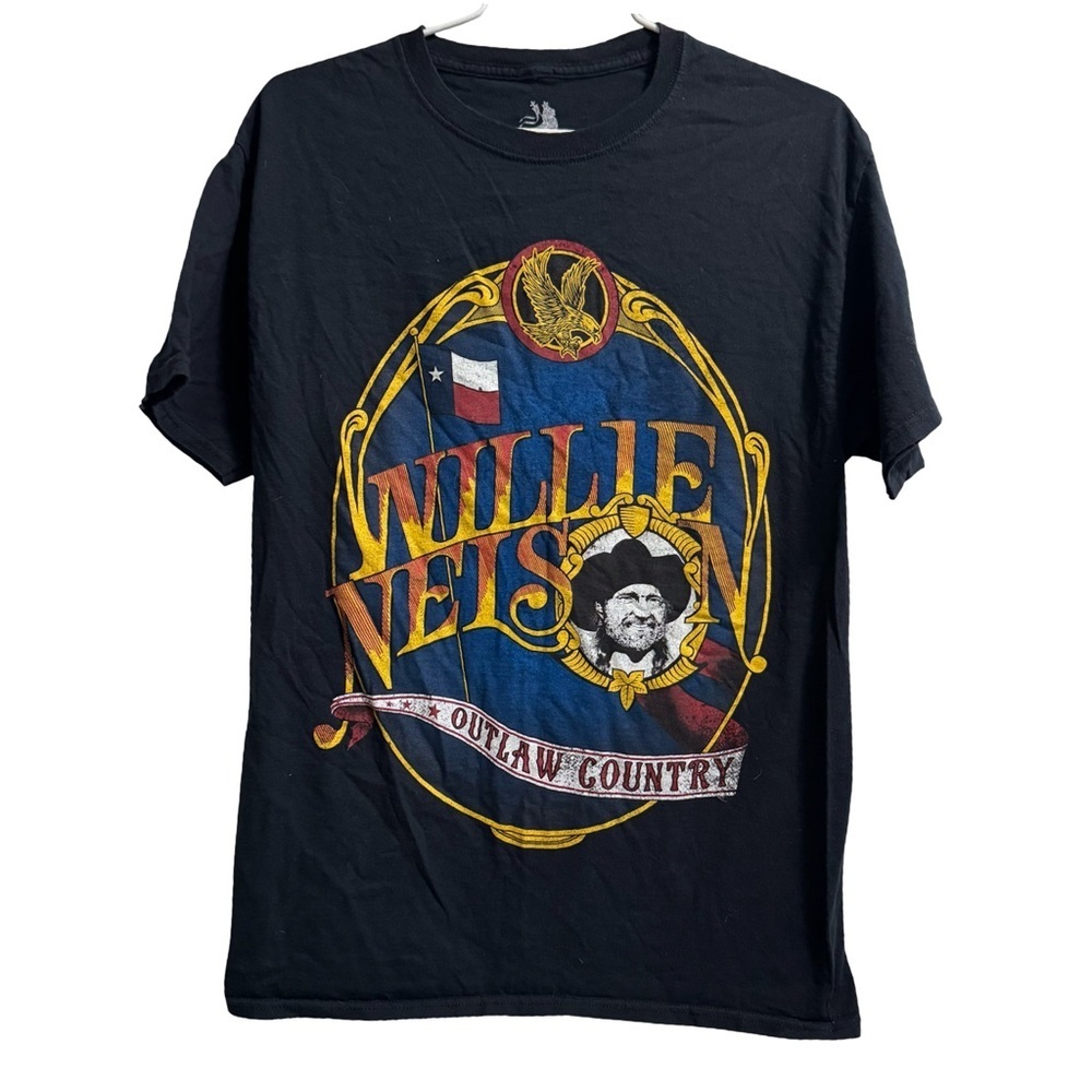 ZION Willie Nelson Outlaw Country 100% Cotton Black Shirt Mens Size Medium